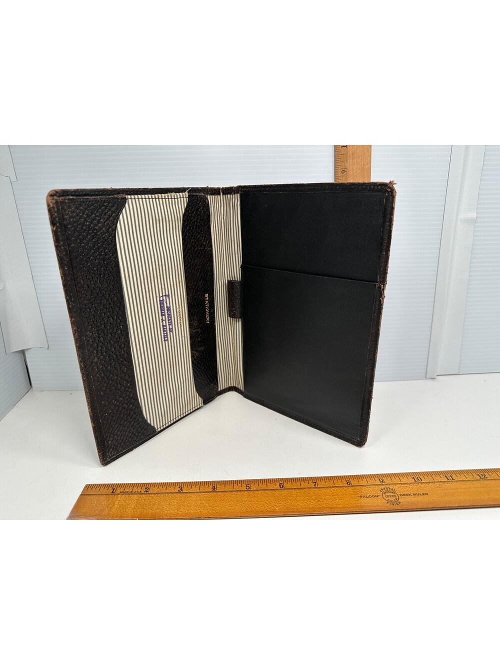Vintage Leather Pebbled Stationery Postal Travel Holder Book